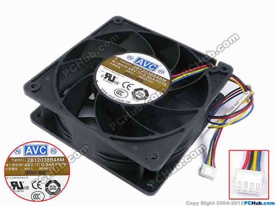 78191 AVC 2B12038B48M Server - Square Fan P076, sq120x120x38, w245x4x4, 48V 0.54A AVC 2B12038B48M Server - Square Fan 