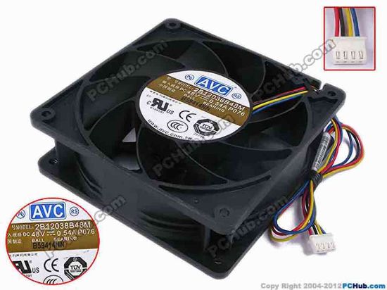 78198 AVC 2B12038B48M Server - Square Fan P076, sq120x120x38, w315x4x4, 48V 0.54A AVC 2B12038B48M Server - Square Fan