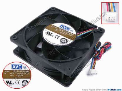 78204 AVC 2B12038B48M Server - Square Fan P076, sq120x120x38, w440x4x4, 48V 0.54A  AVC 2B12038B48M Server - Square Fan 