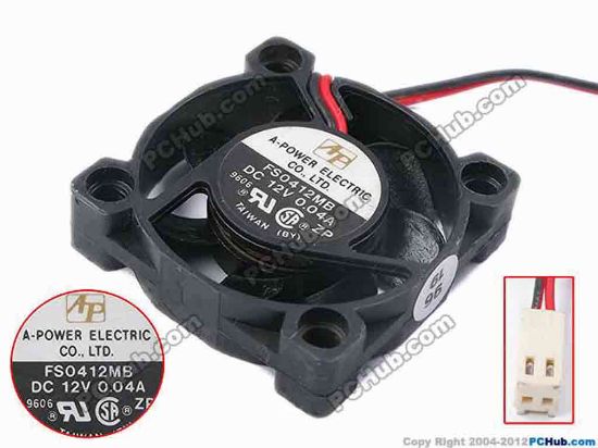 78302 A-Power FS0412MB Server - Square Fan sq40x10, w160x2x2, 12V 0.04A A-Power FS0412MB Server - Square Fan 