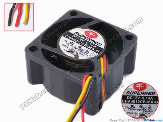 78317 Superred CHA4012CB-MA-O Server - Square Fan sq40x20, 45x3, 12V 0.14A Superred CHA4012CB-MA-O Server - Square Fan