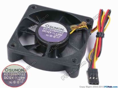 78338 SUNON KD1206PHS2 Server - Square Fan sq60x60x15, w160x3x3, 12V 1.9W SUNON KD1206PHS2 Server - Square Fan 