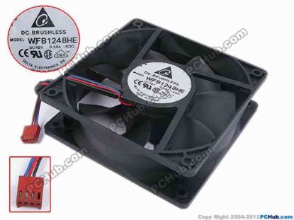 78374 Delta Electronics WFB1248HE Server - Square Fan -R00, sq120x120x38, w110x3x4, 48V 0.20A Delta Electronics WFB1248HE Server - Square Fan 