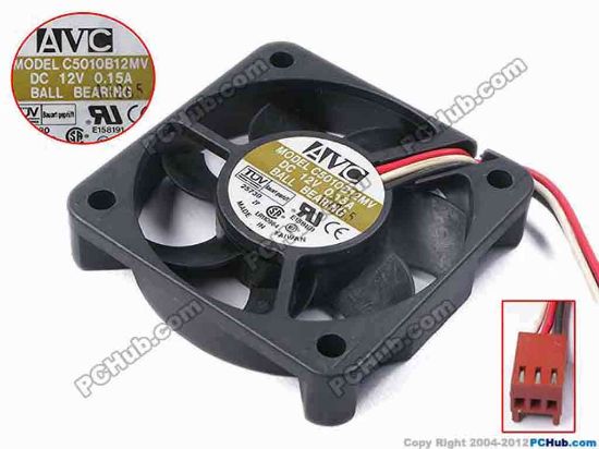 78402 AVC C5010T12MV Server - Square Fan sq50x50x10, w155x3x3, 12V 0.15A AVC C5010T12MV Server - Square Fan