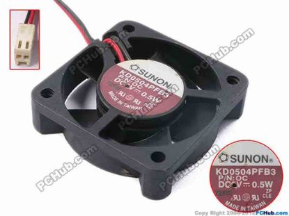 78423 SUNON KD0504PFB3 Server - Square Fan P/N: OC, sq40x10, w150x2x2, 5V 0.5W SUNON KD0504PFB3 Server - Square Fan 