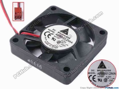 78707 Delta Electronics AFB0512MA Server - Square Fan sq50x50x10, w205x2x3, 12V 0.15A Delta Electronics AFB0512MA Server - Square Fan 