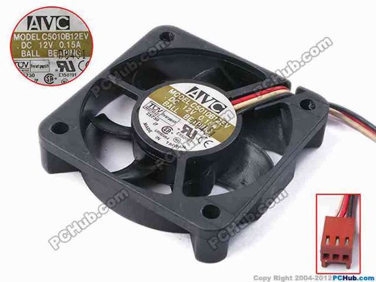 78722 AVC C5010B12EV Server - Square Fan sq50x50x10, w110x3x3, 12V 0.15A AVC C5010B12EV Server - Square Fan 