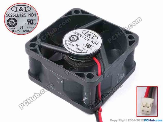 78755 T&T 5025LL12S Server - Square Fan ND1, sq50x50x25, w195x2x2, 12V 0.07A T&T 5025LL12S Server - Square Fan 