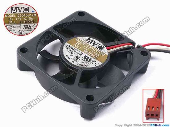 78756 AVC C5010B12M Server - Square Fan sq50x50x10, w160x3x3, 12V 0.15A AVC C5010B12M Server - Square Fan 