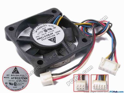 78763 Delta Electronics AFB0512MA Server - Square Fan -R00, sq50x50x10, w140x3x5, 12V 0.15A Delta Electronics AFB0512MA Server - Square Fan 