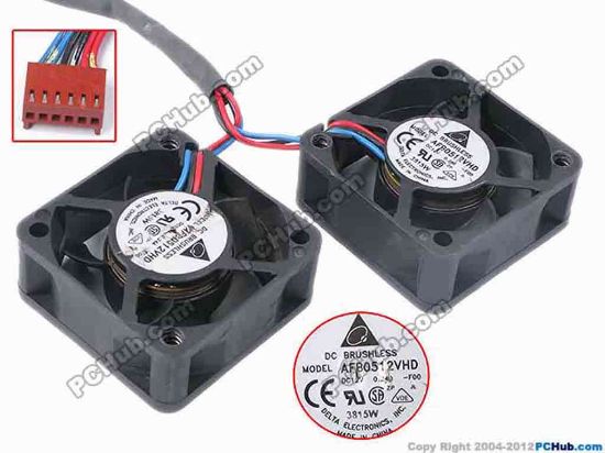 78775 Delta Electronics AFB0512VHD Server - Square Fan -F00, sq50x50x20, w310x6x6, 12V 0.24A, Dual Delta Electronics AFB0512VHD Server - Square Fan