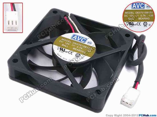 78781 AVC DE07015B12U Server - Square Fan -135, sq70x70x15, w175x3x3, 12V 0.7A AVC DE07015B12U Server - Square Fan 