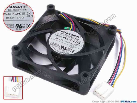 78806 Foxconn PVA070E12N Server - Square Fan -P01-AB, sq70x70x15, w200x4x4, 12V 0.45A Foxconn PVA070E12N Server - Square Fan 