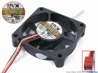 78817 AVC C5010B12L Server - Square Fan sq50x50x10, w165x3x3, 12V 0.15A AVC C5010B12L Server - Square Fan 