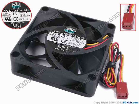 78890 Cooler Master MGT7012MR-A20 Server - Square Fan sq70x70x20, w205x3x3, 12V 0.19A Cooler Master MGT7012MR-A20 Server - Square Fan 