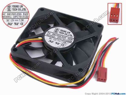 78907 Young Lin DFC701512D Server - Square Fan sq70x70x15, w205x3x3, 12V 7.2W Young Lin DFC701512D Server - Square Fan 