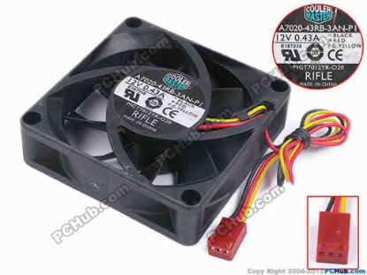 78909 Cooler Master MGT7012YR-O20 Server - Square Fan sq70x70x20, w205x3x3, 12V 0.43A Cooler Master MGT7012YR-O20 Server - Square Fan &nbsp;