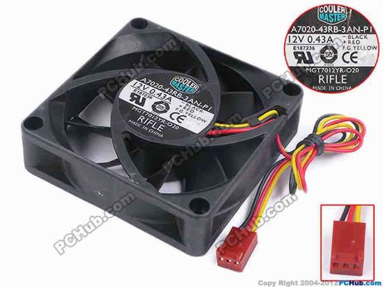 78909 Cooler Master MGT7012YR-O20 Server - Square Fan sq70x70x20, w205x3x3, 12V 0.43A Cooler Master MGT7012YR-O20 Server - Square Fan &nbsp;
