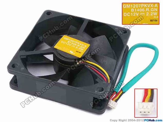 78917 SUNON GM1207PKVX-A Server - Square Fan B1406.R.GN, sq70x70x20, w165x3x3, 12V 2.2W SUNON GM1207PKVX-A Server - Square Fan 