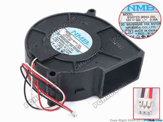 78958 NMB-MAT / Minebea BG0703-B044-00L Server - Blower Fan T6, bw75x75x30, w150x3x3, 12V 0.38A NMB-MAT / Minebea BG0703-B044-00L Server - Blower Fan