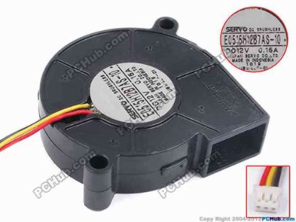 79008 Japan Servo E0515H12B7AS-10 Server - Blower Fan bw52x52x15, w170x3x3, 12V 0.15A Japan Servo E0515H12B7AS-10 Server - Blower Fan 