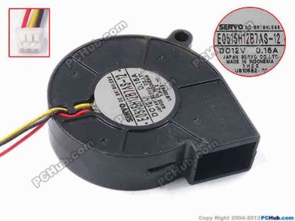 79009 Japan Servo E0515H12B7AS-12 Server - Blower Fan bw52x52x15, w170x3x3, 12V 0.15A Japan Servo E0515H12B7AS-12 Server - Blower Fan 