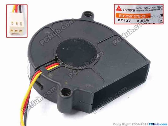 79031 Y.S TECH BD1250157B-2F Server - Blower Fan bw50x50x15, W155X3X3, 12V 2.52W Y.S TECH BD1250157B-2F Server - Blower Fan 