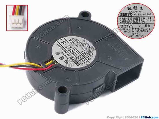 79044 Japan Servo E0515H12B7AS-14 Server - Blower Fan bw52x52x15, w170x3x3, 12V 0.15A Japan Servo E0515H12B7AS-14 Server - Blower Fan