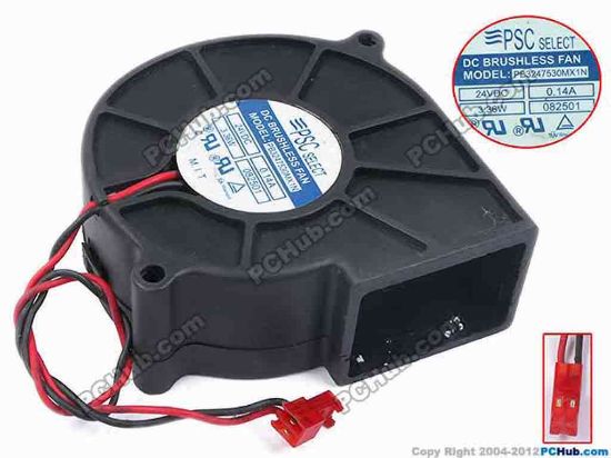 79054 PSC Select PB3247530MX1N Server - Blower Fan 082501, bw75x75x30, w155x2x2, 24V 0.14A 3.36W PSC Select PB3247530MX1N Server - Blower Fan 