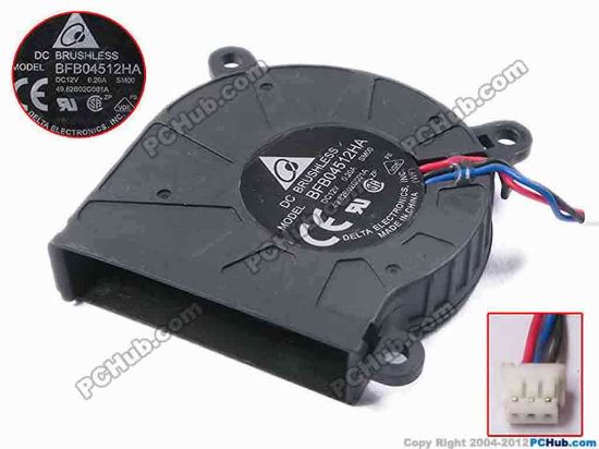 79089 Delta Electronics BFB04512HA Server - Blower Fan SM00, bw45x45x10, w95x3x3, 12V 0.2A Delta Electronics BFB04512HA Server - Blower Fan 