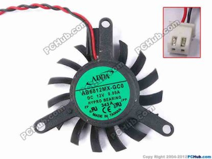 79101 ADDA AB6812MX-GC0 Server - Frameless / GPU Fan dia43x43x7, w65x2x2, 12V 0.09A, Black ADDA AB6812MX-GC0 Server - Frameless / GPU Fan 