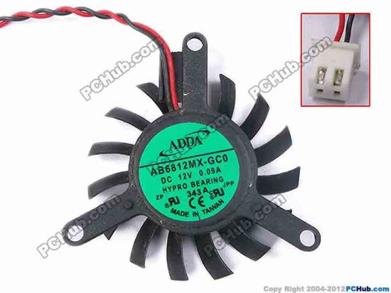 79101 ADDA AB6812MX-GC0 Server - Frameless / GPU Fan dia43x43x7, w65x2x2, 12V 0.09A, Black ADDA AB6812MX-GC0 Server - Frameless / GPU Fan 