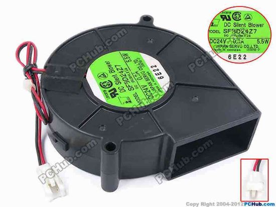 79130 Japan Servo SFBD24Z7 Server - Blower Fan bw97x94x33, w255x2x2, 24V 0.3A 5.5W Japan Servo SFBD24Z7 Server - Blower Fan