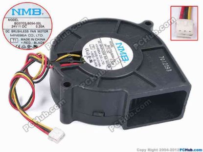 79145 NMB-MAT / Minebea BG0703-B054-00L Server - Blower Fan T1, bw75x75x30, w200x3x3, 24V 0.2A NMB-MAT / Minebea BG0703-B054-00L Server - Blower Fan 
