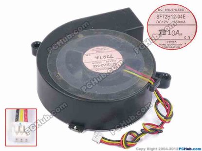 79154 Toshiba SF72H12-04E Server - Blower Fan bw68x68x20, w150x3x3, 12V 0.25A Toshiba SF72H12-04E Server - Blower Fan 