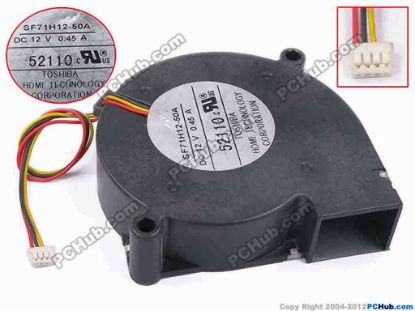 79248 Toshiba SF71H12-50A Server - Blower Fan bw76x70x20, w125x3x4, 12V 0.45A Toshiba SF71H12-50A Server - Blower Fan