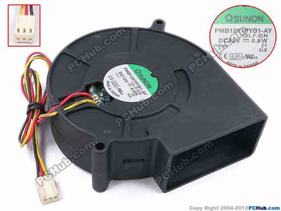 79260 SUNON PMB1297PYB1-AY Server - Blower Fan (2).F.GN, bw97x94x33, w300x3x3, 12V 8.6W SUNON PMB1297PYB1-AY Server - Blower Fan