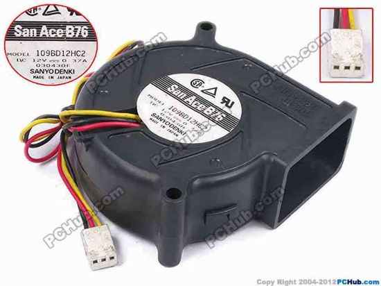 79266 Sanyo Denki 109BD12HC2 Server - Blower Fan bw76x75x30, w310x3x3, 12V 0.37A Sanyo Denki 109BD12HC2 Server - Blower Fan 