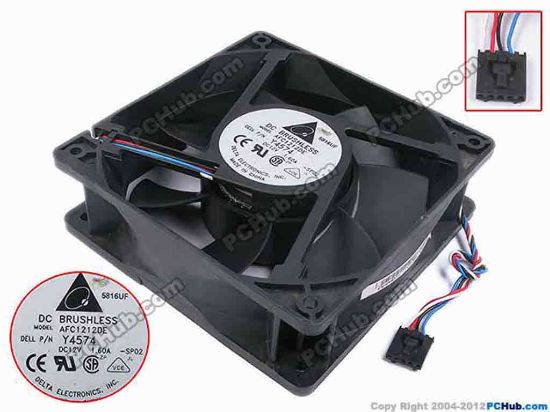 79280 Delta Electronics AFC1212DE Server - Square Fan -SP02, sq120x120x38, w340x4x5, 12V 1.6A Delta Electronics AFC1212DE Server - Square Fan 