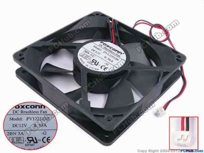 79298 Foxconn PV122512H Server - Square Fan -G, sq120x120x25, w250x2x2, 12V 0.7A Foxconn PV122512H Server - Square Fan 