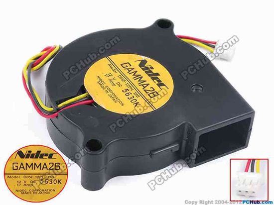 79329 Nidec D05F-12PH Server - Blower Fan 19B, bw51x51x15, w140x3x3, 12V 0.17A Nidec D05F-12PH Server - Blower Fan