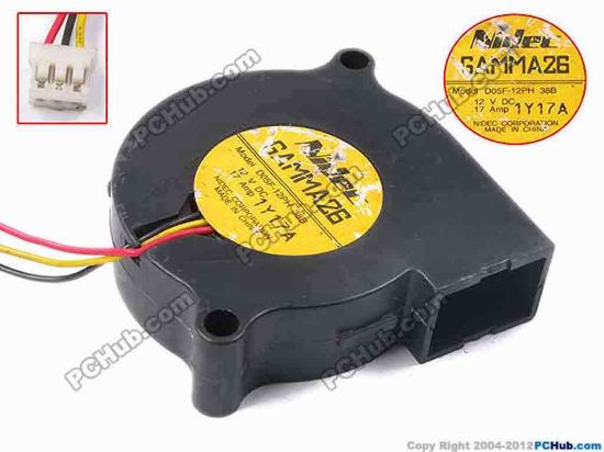 79339 Nidec D05F-12PH Server - Blower Fan 38B, bw51x51x15, w80x3x3, 12V 0.17A Nidec D05F-12PH Server - Blower Fan 
