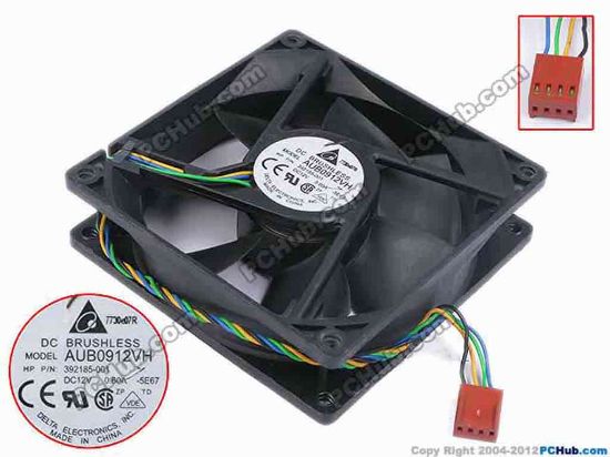 79454 Delta Electronics AUB0912VH Server - Square Fan -5E67, sq92x92x25, w160x4x4, 12V 0.6A Delta Electronics AUB0912VH Server - Square Fan 