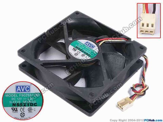 79468 AVC F9025S12MI Server - Square Fan sq92x92x25, w140x3x3, 12V 0.2A AVC F9025S12MI Server - Square Fan 