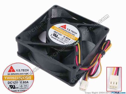 79470 Y.S TECH YW09232012BS Server - Square Fan sq92x92x32, w305x3x3, 12V 0.8A Y.S TECH YW09232012BS Server - Square Fan 