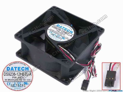 79487 JMC / DaTech DS9238-12HBTL-A Server - Square Fan DP/N : J0531, sq92x82x38, w275x3x3, 12V 2A JMC / DaTech DS9238-12HBTL-A Server - Square Fan 