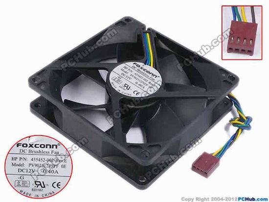 79488 Foxconn PV902512PSPF Server - Square Fan 0E, sq92x92x25, w190x4x4, 12V 0.4A Foxconn PV902512PSPF Server - Square Fan 