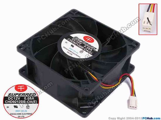 79490 Superred CHD9212BB-OA Server - Square Fan E, sq92x92x38, w95x3x3, 12V 0.58A Superred CHD9212BB-OA Server - Square Fan 