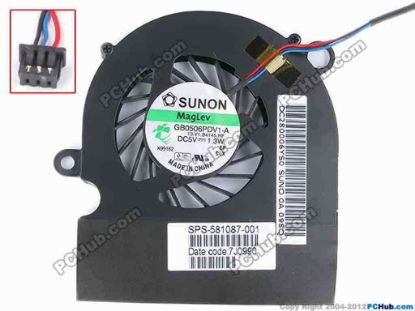 79580 SUNON GB0506PDV1-A Cooling Fan  13.V1.B4145.HF, w55x3x3, DC 5V 1.3W, Bare SUNON GB0506PDV1-A Cooling Fan  