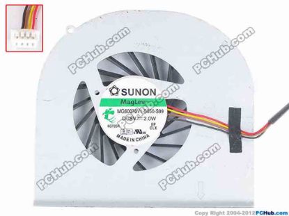 79596 SUNON MG60070V1-B050-S99 Cooling Fan  w50x4x4, 5V 2W, Bare Fan SUNON MG60070V1-B050-S99 Cooling Fan  